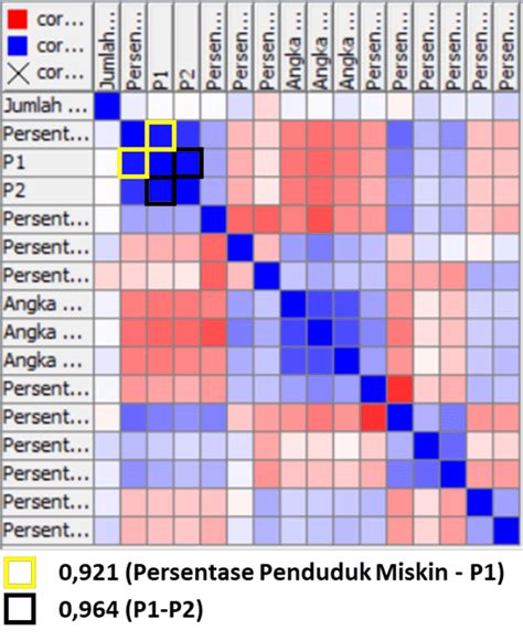 Gambar 1 Matriks Korelasi Antar Variabel Asal Skala Matriks Korelasi