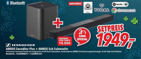 Sennheiser Ambeo Soundbar Plus + Ambeo Sub Subwoofer Angebot bei ...