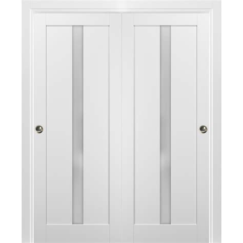 Barn Bypass Doors 6.6ft Hardware / Quadro 4055 White Silk Frosted