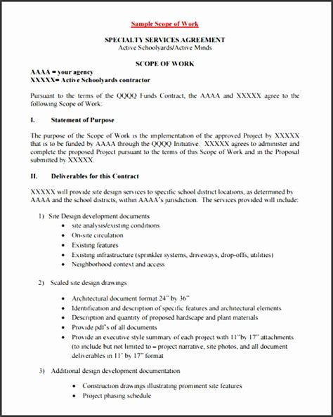 6 Printable Construction Scope Of Work Sampletemplatess