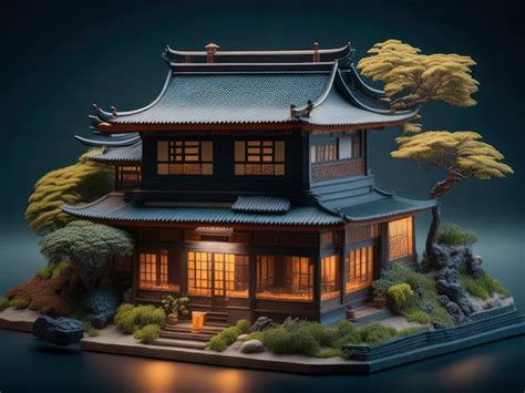 Premium Ai Image A Miniature Of A Japanese House With A Japanese