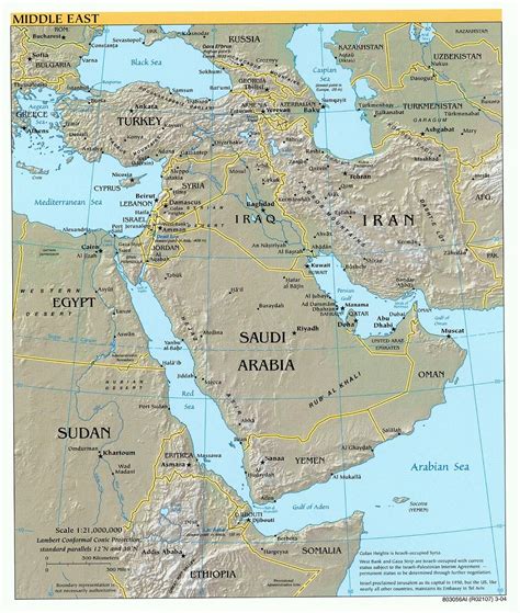 Middle East Physical Features Map