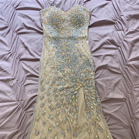 Completely Bedazzled Nude Strapless Angela And Depop