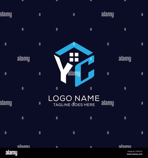 Initial Logo Yc Monogram With Abstract House Hexagon Shape Clean And