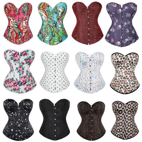 Espartilhos Overbust Bustier Sexy Para Mulheres Espartilho Estampado Vintage Lingerie G Tica