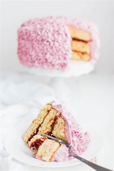 Lemon Cake With Raspberry Cream Frosting Washington Red Raspberries