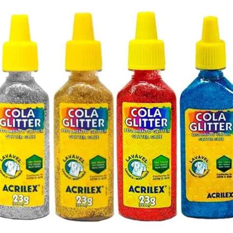 Cola Glitter Para Tecido - Cola Glitter Acrilex 23G | Shopee Brasil