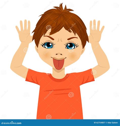 Little Boy Making Mocking Expression With Hands Stock Vector Image