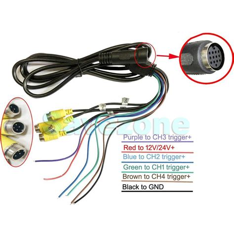 4x 4pin Car Rear View Reversing Camera Kit 12v24v 9 Split Monitor