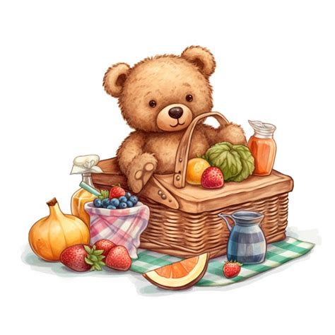 Premium Ai Image Arafed Teddy Bear Sitting In A Basket With A Basket