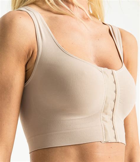 Sutiã Básico Sem Bojo Sem Aro Estético Fechamento Frontal em Microfibra Lisa Plié Nude