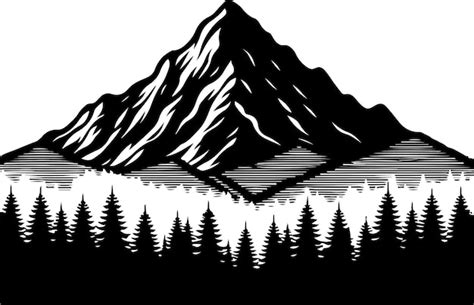 Premium Vector Mountain With Forest Silhouette Vector Mountain With