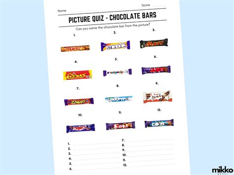 Printable Chocolate Bars Picture Quiz With Answers Etsy