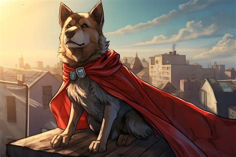 Premium AI Image | Comic book illustration of superhero dog wearing red ...