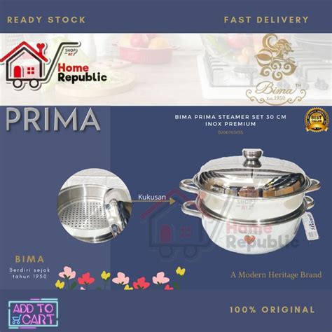 Jual Bima Prima Steamer Susun 2Tingkat 26cm 30cm B2007030ss B2007026ss