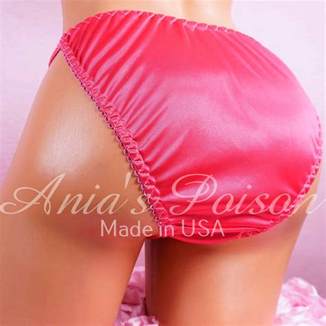 Anias Sissy Hot Pink BUTTER SOFT Satin String Bikini Shiny Wetlook Mens Panties Sz S Ania S