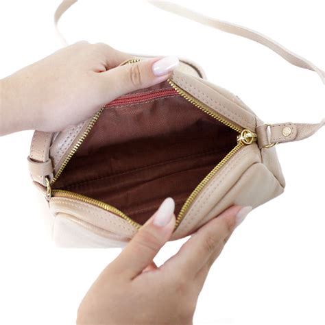 Bolsa Transversal de Couro Legítimo Nude