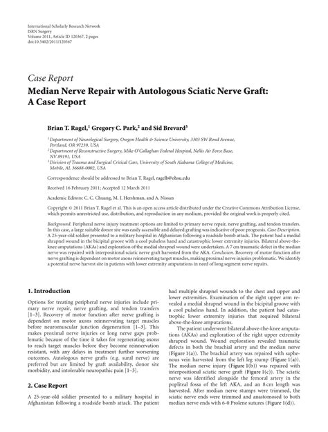 Pdf Median Nerve Repair With Autologous Sciatic Nerve Graft A Case Report