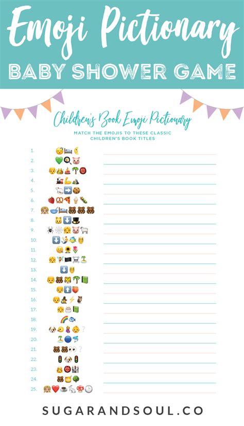 Baby Shower EMOJI PICTIONARY Guessing Game With Answers ...