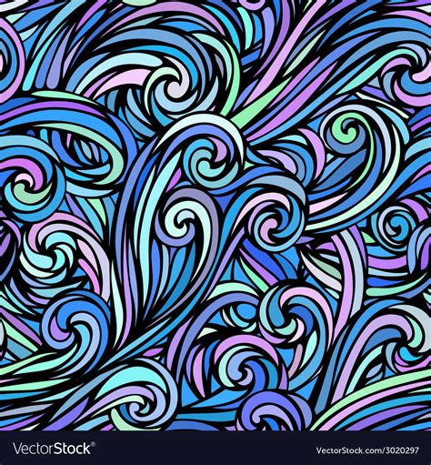 Colourful Hand Drawn Waves Pattern Royalty Free Vector Image