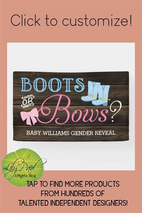 Rustic Boots Or Bows Gender Reveal Baby Shower Banner Zazzle Bow