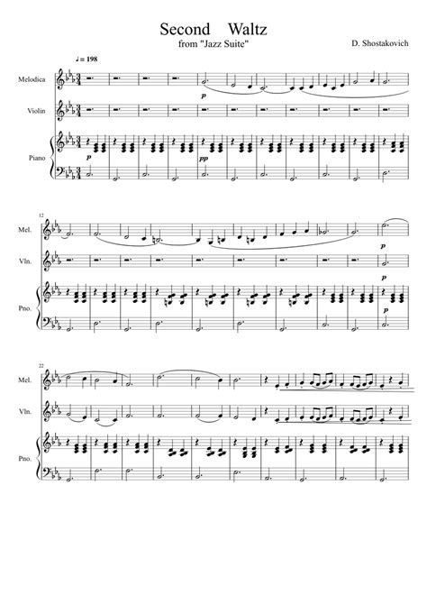 Second Waltz Sheet Music For Piano Violin Solo