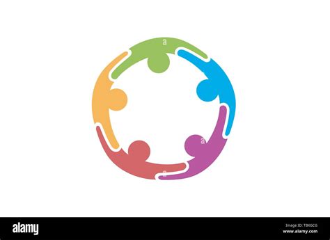 Colorful Abstract People Circle Logo Vector Symbol Design Illustration