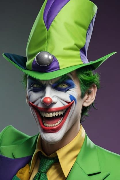 Premium Ai Image A Joker With A Wild Expression Wearing A Bright