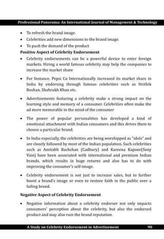 A Study On Celebrity Endorsement In Advertisement PDF