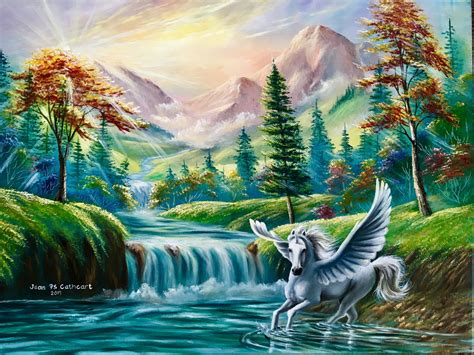 Pegasus Painting By Jean Ps Cathcart Unicorn Pictures Painting Picture