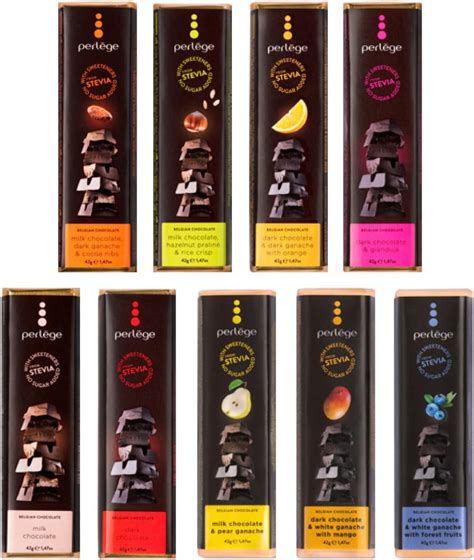 Perlege No Added Sugar Chocolate 42g Bars X 9 Flavours Uk