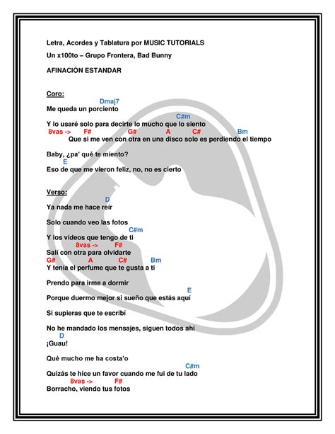 Un X To Grupo Frontera Bad Bunny Letra Y Acordes By Musictutorials