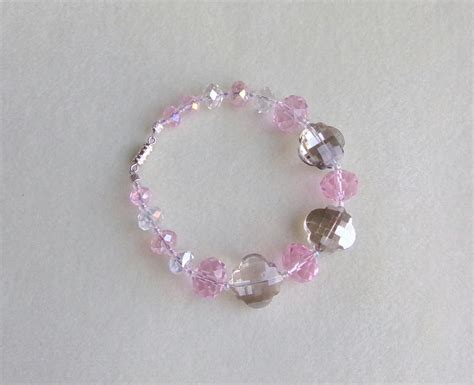 Bracelet Silver Pink Crystal Bracelet Prom Jewelry By Zekessafari