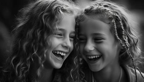 Cute sisters embrace in joyful summer portrait generated by AI 24576828