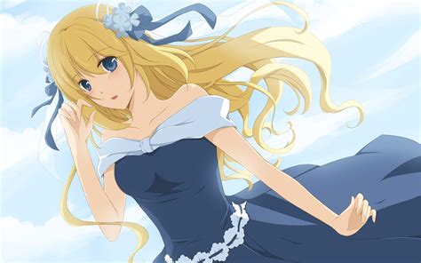 Fonds D Cran Anime Fille Blonde Jupe Vent T X Image