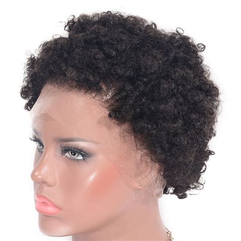 Cambodian Full Lace Wig 130 Density Afro Kinky Curly Wig 6 Inch Short