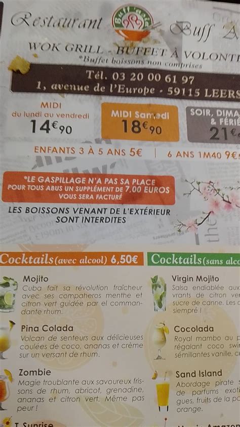 menu  buff asia restaurant leers