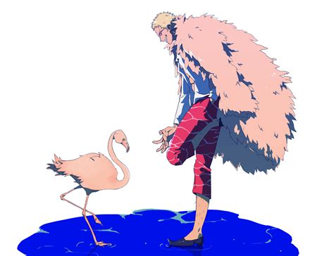 Safebooru Boy Bird Blonde Hair Clenched Teeth Coat Coat On Shoulders Donquixote Doflamingo