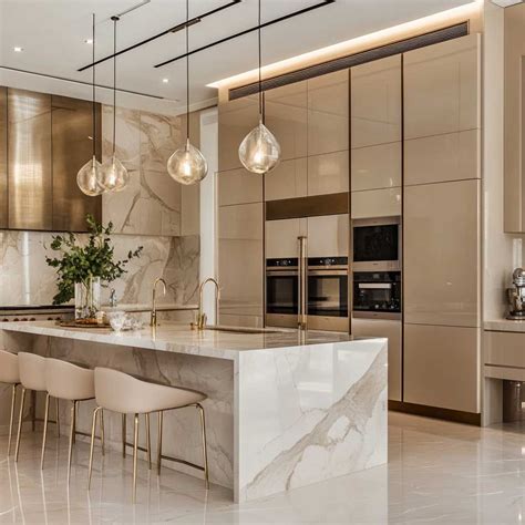 elegant luxury modern kitchen designs  warm beige