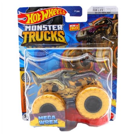 Hot Wheels Monster Trucks 1 64 Scale Mega Wrex Gold Includes Connect And Crash Car 1 Frys