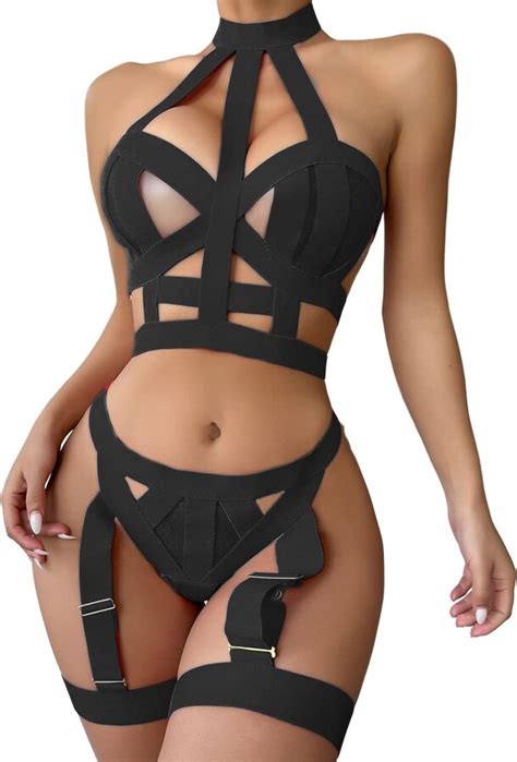 EYNMVR Black Lingerie Dress Satin Pyjamas For Women Bow Nighty For Women Sexy White Stockings