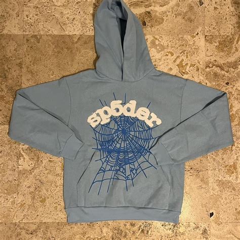 Sp5der Hoodie Sky Blue Price is Negotiable Dm with... - Depop