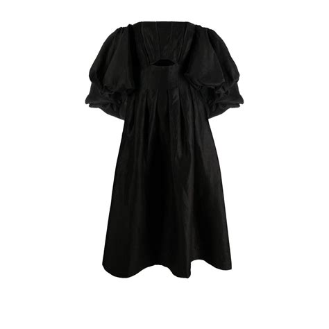 Aje Black Eugnie Puff Sleeve Midi Dress Modesens