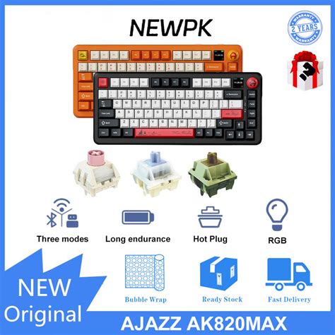 Ajazz Ak Max Wireless Three Mode Mechanical Keyboard Gateway Structure Full Key Hot Plug Pc