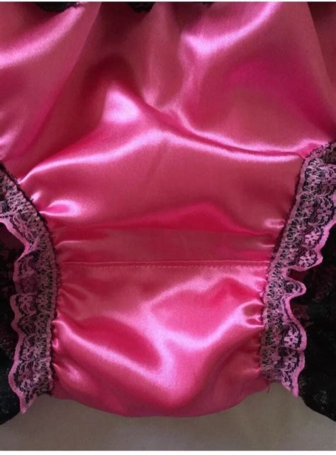 Hot Pink Black Trim Satin Sissy Panties Girly Bikini Knickers Etsy
