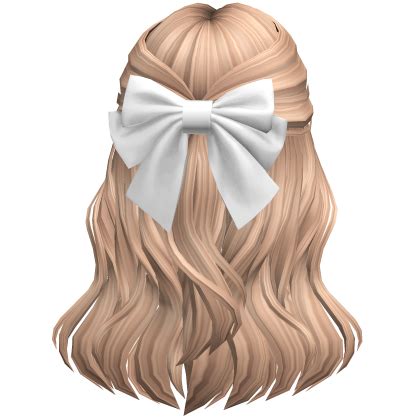 Soft Flowy Half Up Hair W White Bow Blonde Roblox