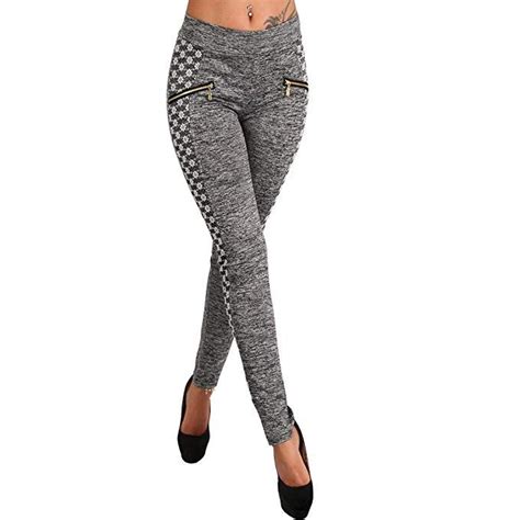 Stretch Hose Breiter Bund Grau Jeggings Treggings Leggings R Hre Stoff