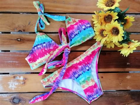 Bikini Swimsuit Rainbow Colorful Women S Fashion Swimwear Bikinis Swimsuits On Carousell