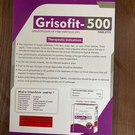 Griseofulvin GRISOFIT 500 MG TAB 10 10 Packaging Type Stripe At Rs