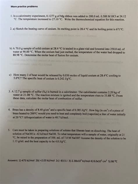 Solved Name: Thermochemistry Worksheet 1. List several | Chegg.com